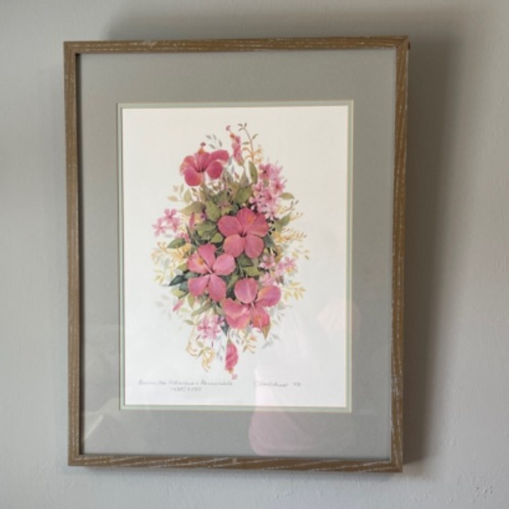 Carole Holding Signed Limited Edition Print‎ 1993 Bermuda Hibiscus & Periwinkle